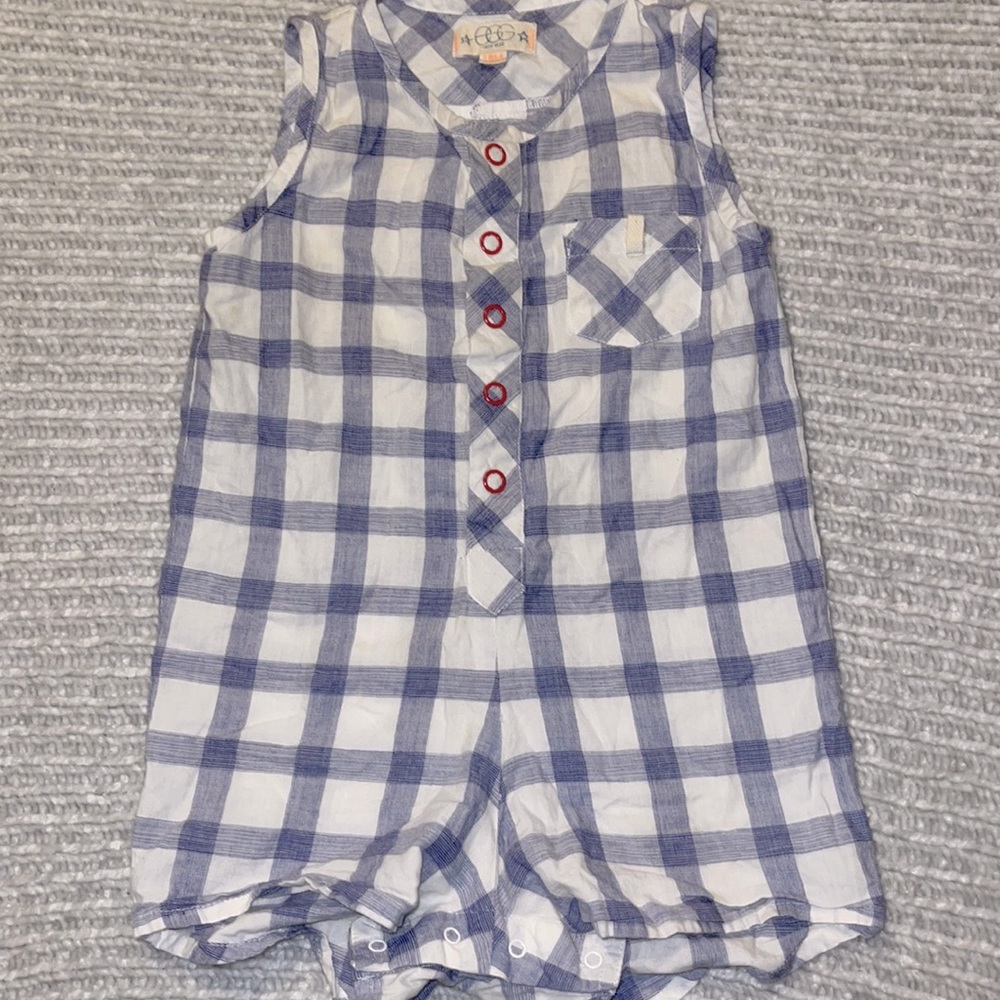 Baby blue flannel romper